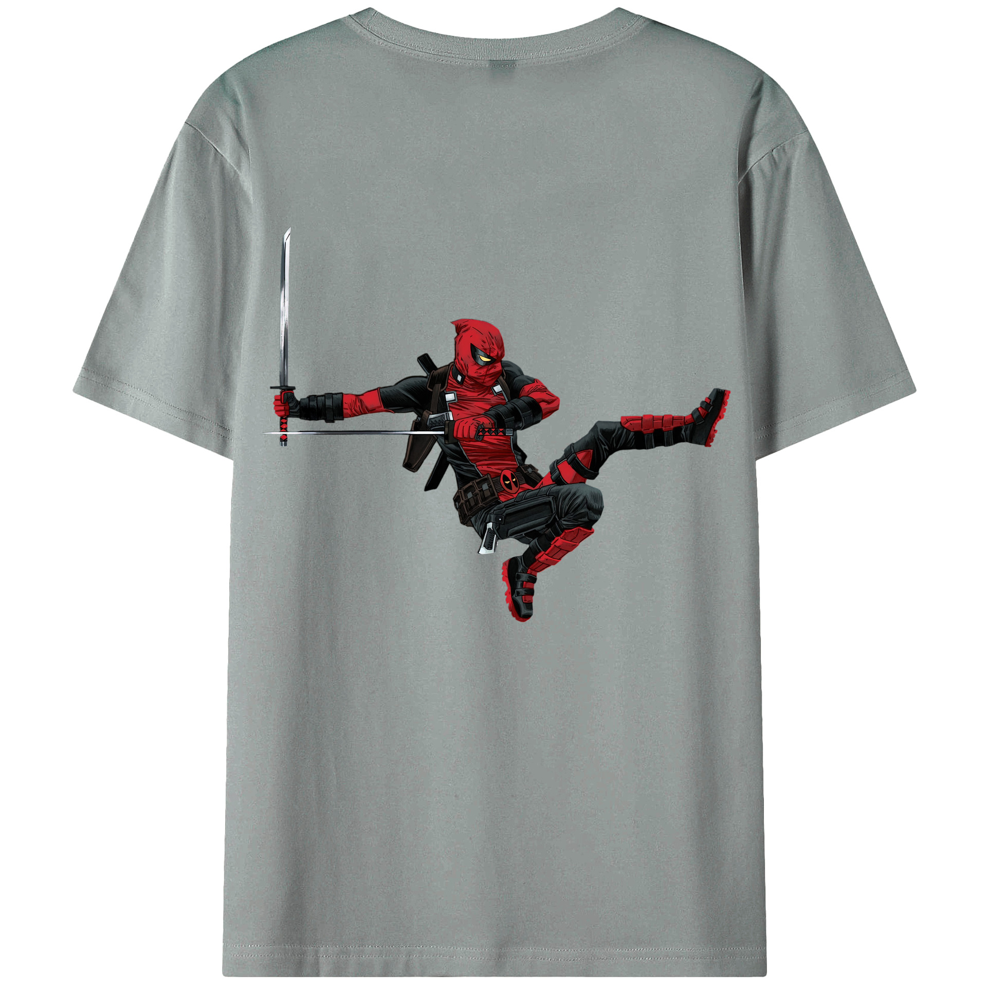 （画像用） Deadpool デッドプール 綿100％ メンズ半袖Tシャツ（バックプリント） 通気性